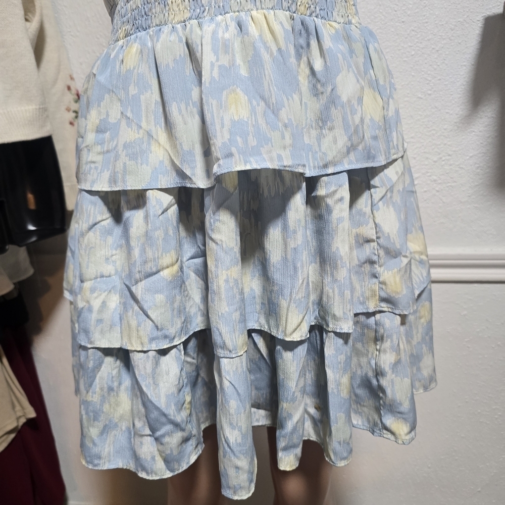 Pinch Sleeveless Blue and Yellow Midi Dress - Picture 7 of 8